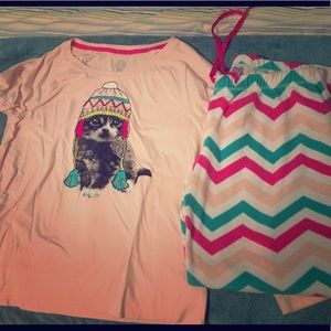 Pink and teal pajamas